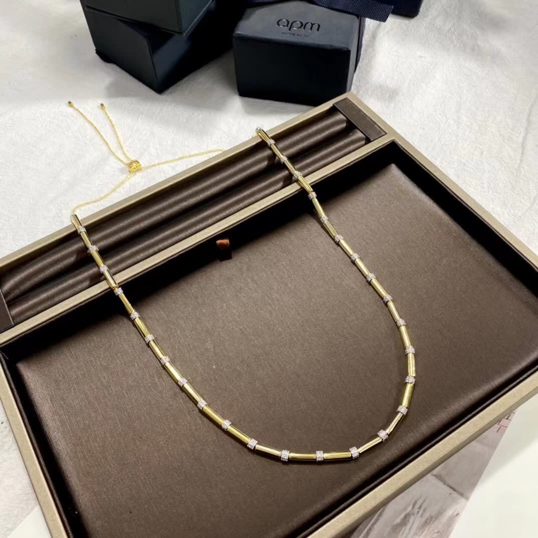APM Monaco Yellow Gold and Diamond Necklace